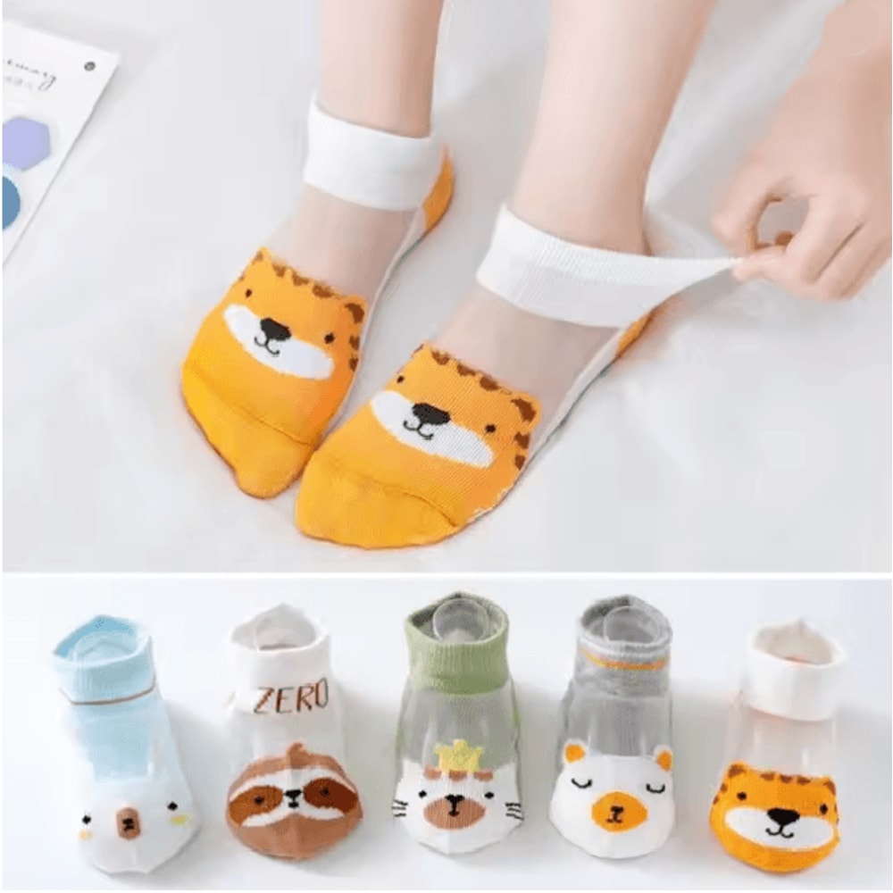 BreezeStep Summer Cotton Kids Socks 5 Pair Cartoon Mesh Set 11