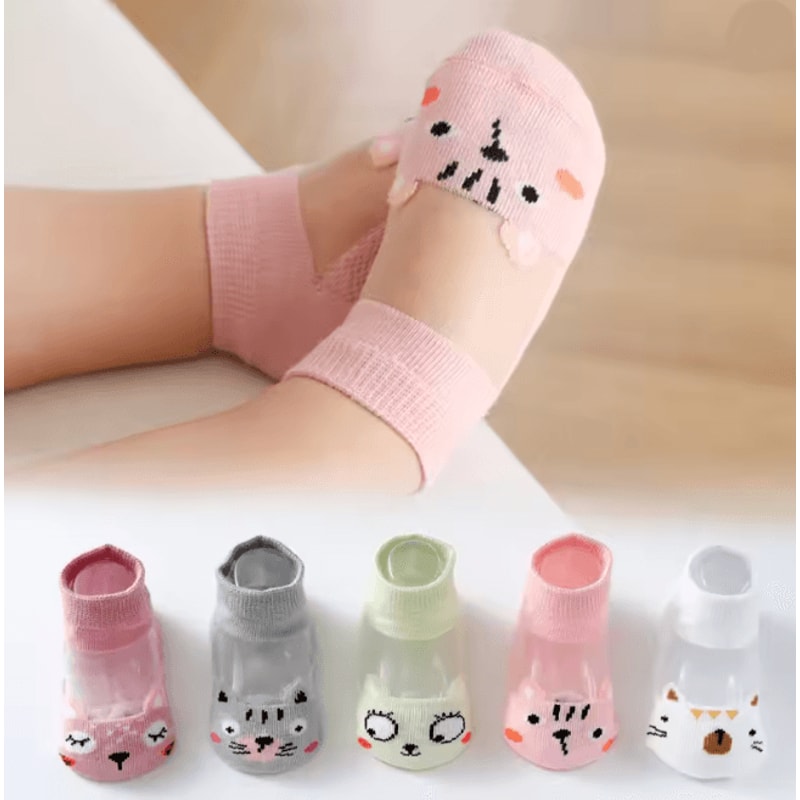 BreezeStep Summer Cotton Kids Socks 5 Pair Cartoon Mesh Set 9