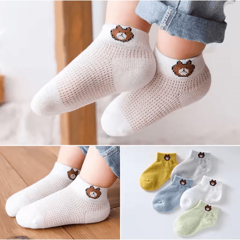 BreezeStep Summer Cotton Kids Socks 5 Pair Cartoon Mesh Set 10