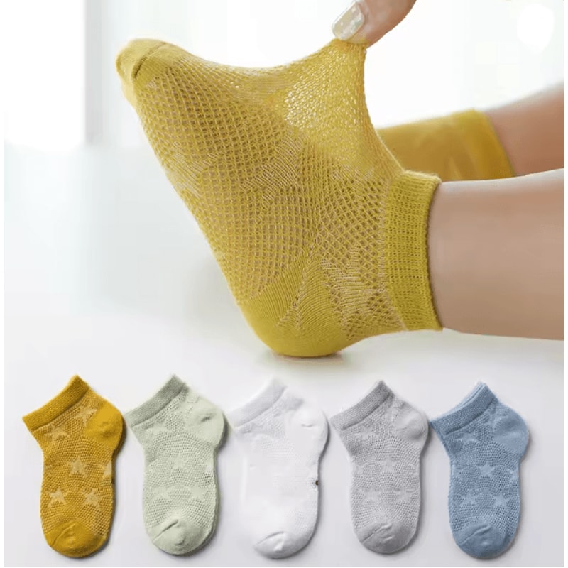 BreezeStep Summer Cotton Kids Socks 5 Pair Cartoon Mesh Set 3