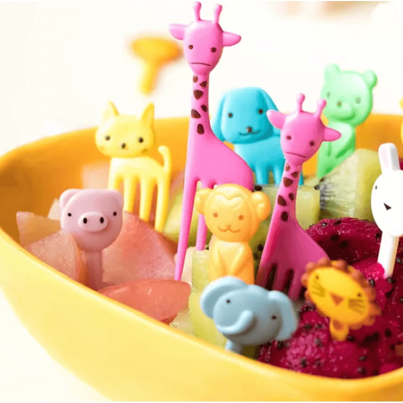 FunBite Animal Fruit Fork Picks 10 Piece Kids Bento Snack Set 1