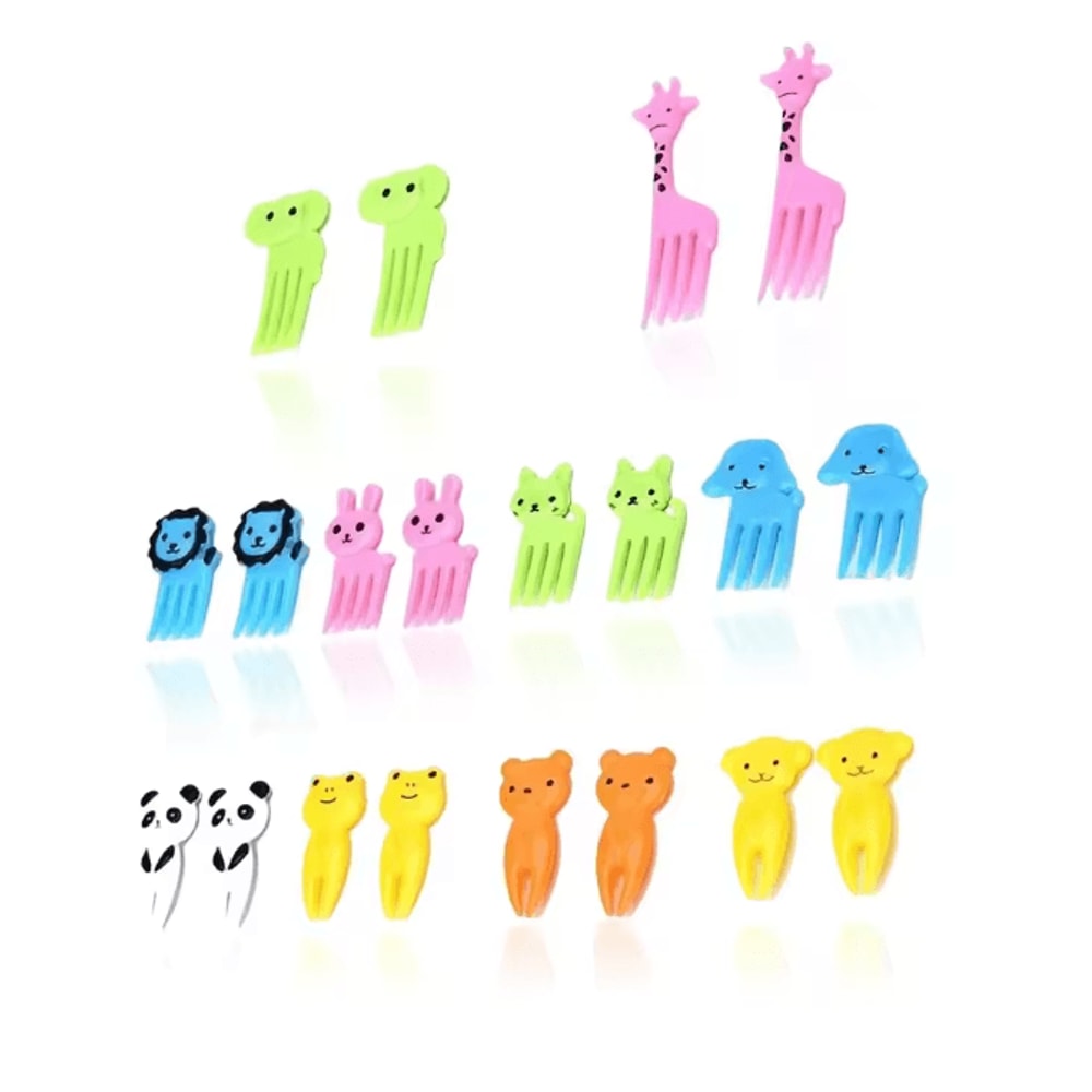 FunBite Animal Fruit Fork Picks 10 Piece Kids Bento Snack Set 2