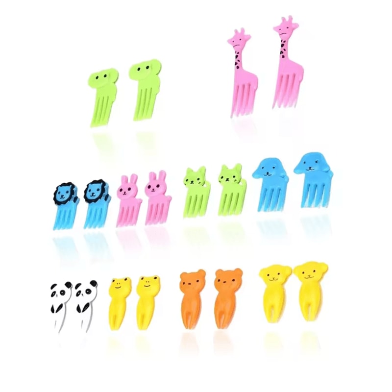 FunBite Animal Fruit Fork Picks 10 Piece Kids Bento Snack Set 2