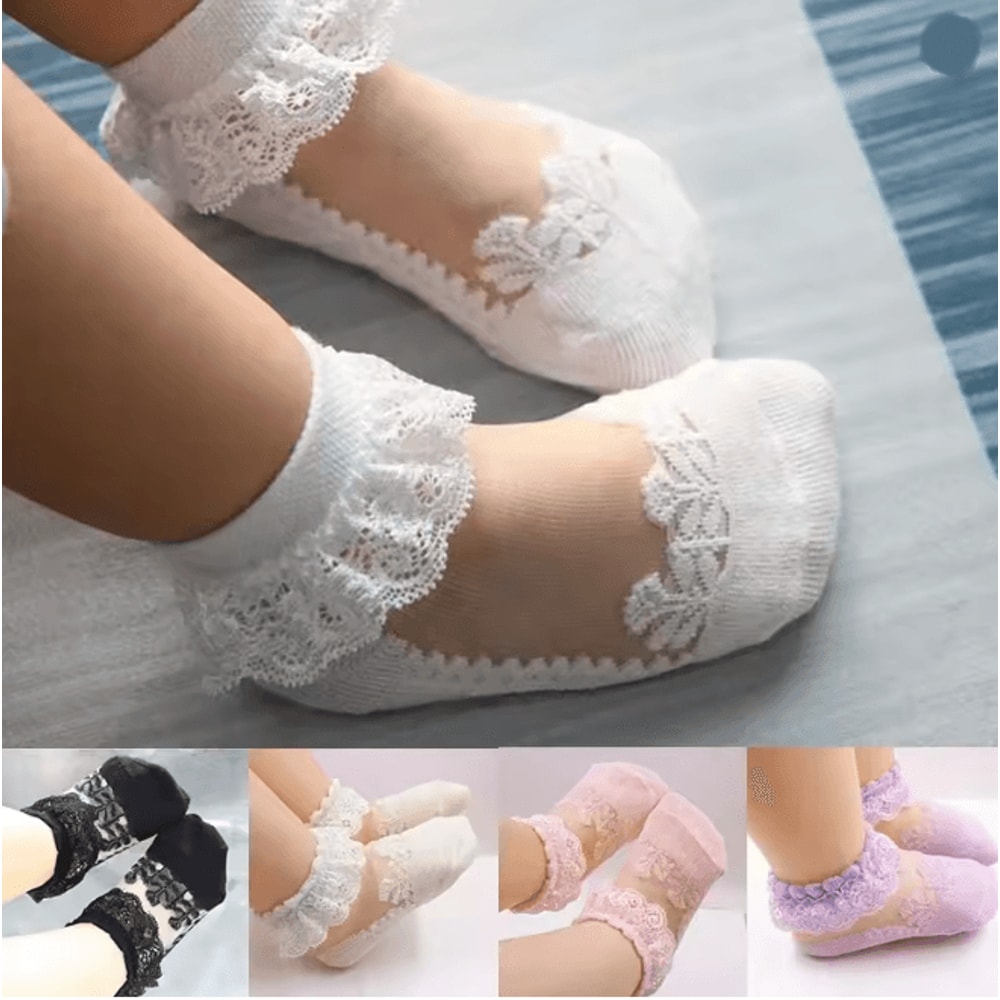 LaceBloom Summer Baby Girl Socks Breathable Mesh Anti Slip Cotton 0