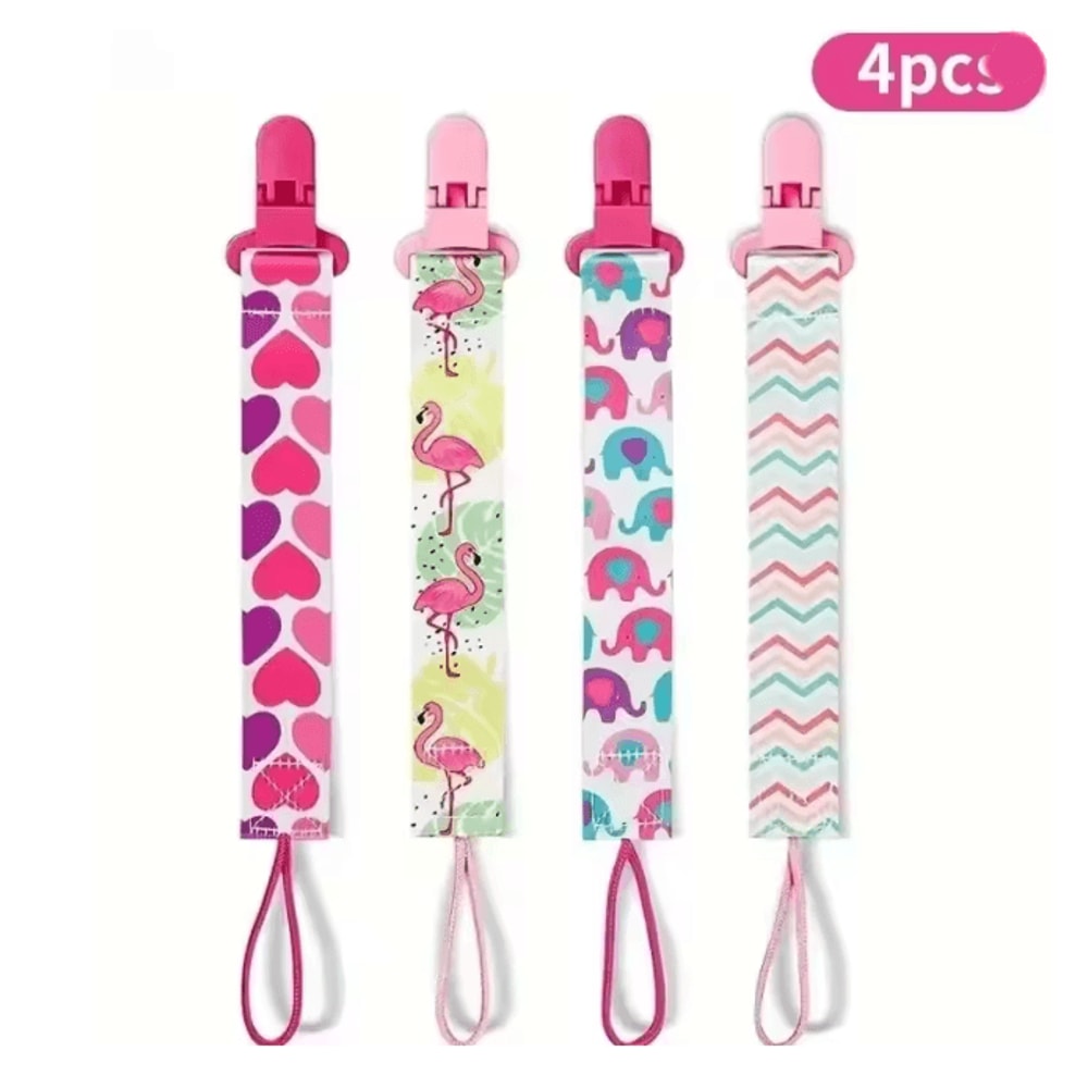 ColorSafe Baby Pacifier Clips 4 Piece Cotton Canvas Set 4