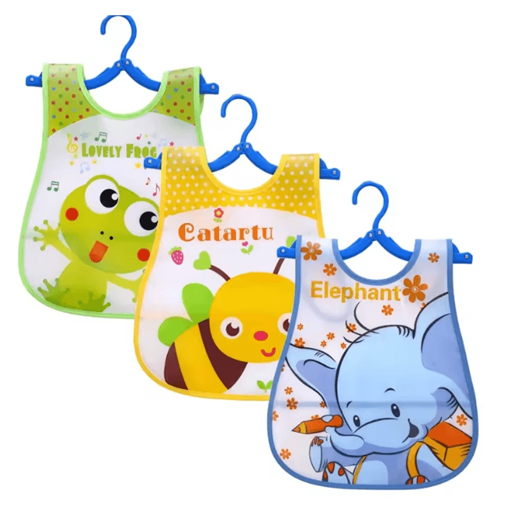 SplashGuard Waterproof Baby Bibs 3 Pack Sleeveless Cartoon Feeding Aprons 4