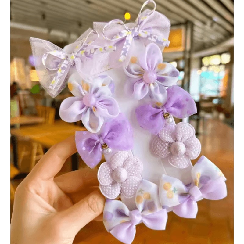 SweetCharm 10 Piece Bow Hair Clips And Hair Bands Set For Girls 2