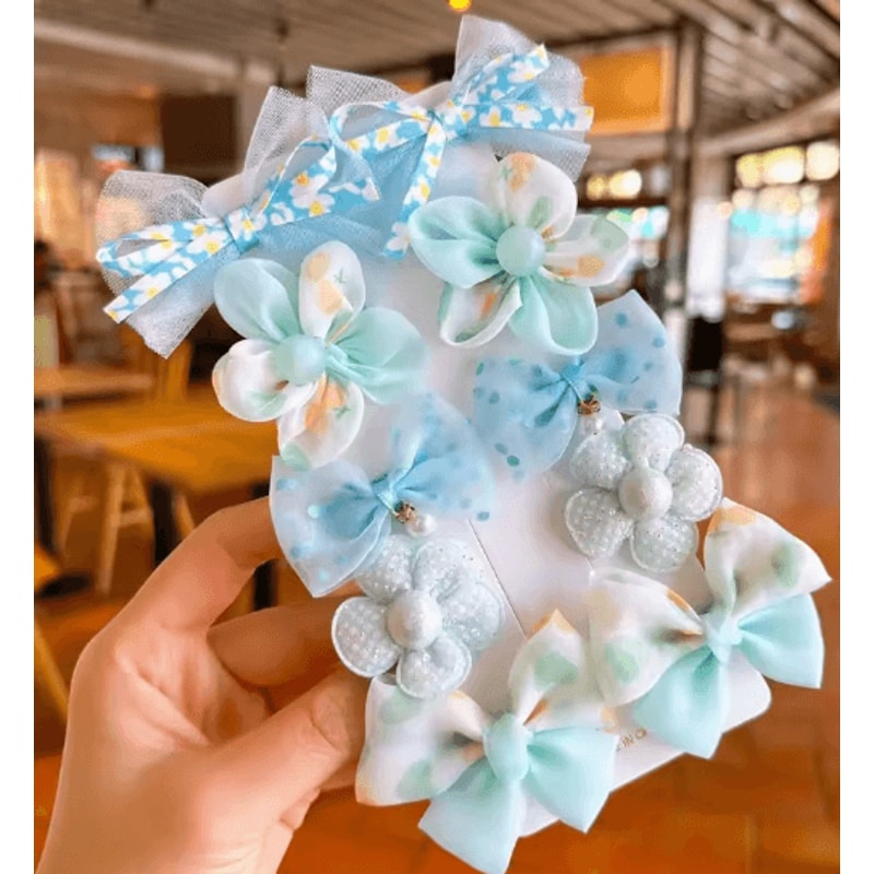 SweetCharm 10 Piece Bow Hair Clips And Hair Bands Set For Girls 4