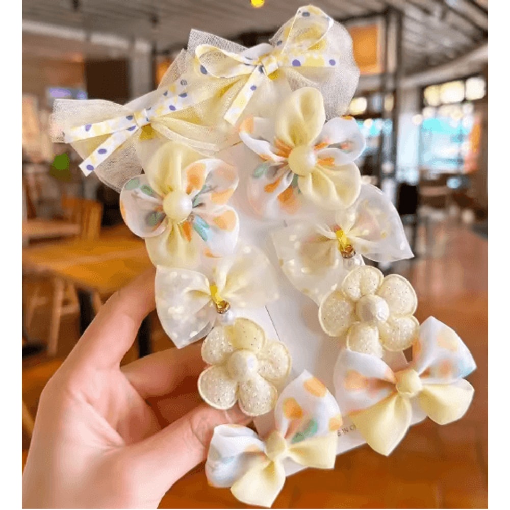 SweetCharm 10 Piece Bow Hair Clips And Hair Bands Set For Girls 5