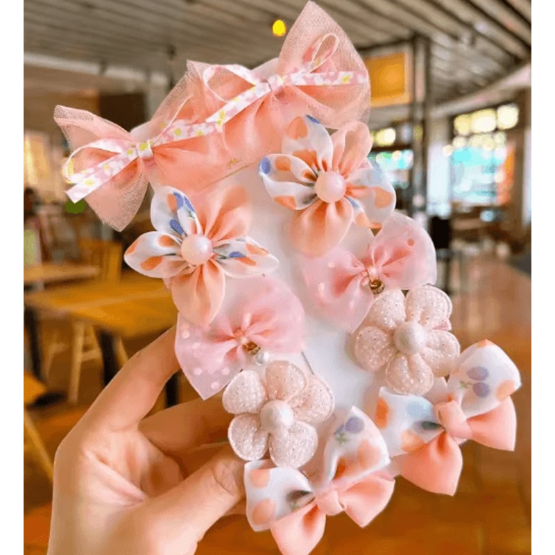 SweetCharm 10 Piece Bow Hair Clips And Hair Bands Set For Girls 6