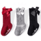 RoyalCharm Girls Bow Knee High Fishnet Socks 3 Pair Set 2