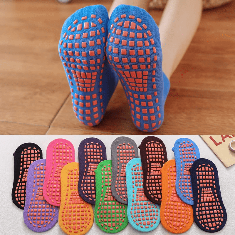 GripFlex Anti Slip Trampoline Socks Breathable Cotton Sport Socks For Kids And Adults 0