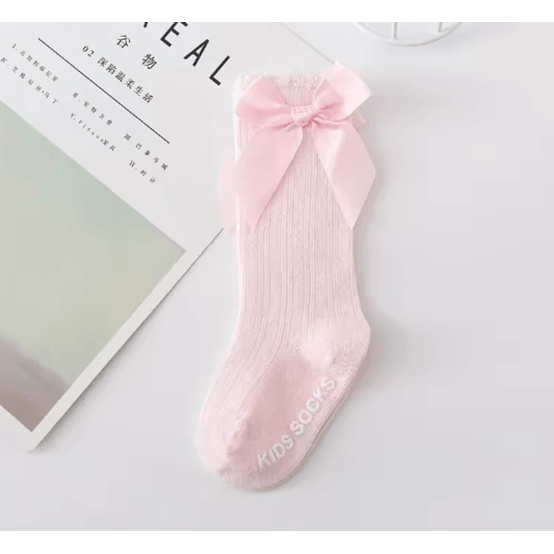 SweetBloom Baby Girl Princess Socks Cute Bow Mid Length Cotton Socks 2