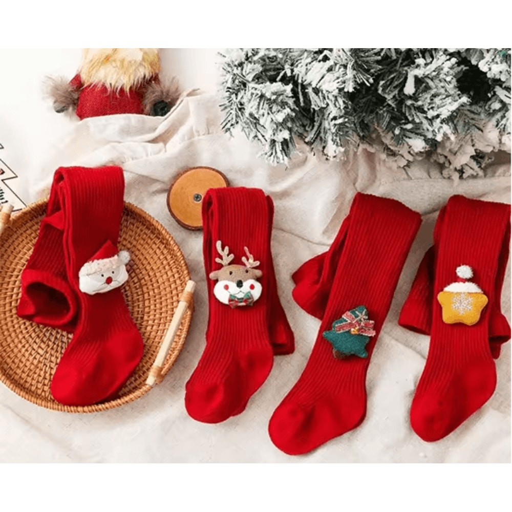 CozyFest Baby Christmas Tights Soft Knitted Baby Christmas Tights For Warm Winter Comfort 0