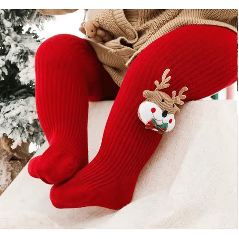 CozyFest Baby Christmas Tights Soft Knitted Baby Christmas Tights For Warm Winter Comfort 3