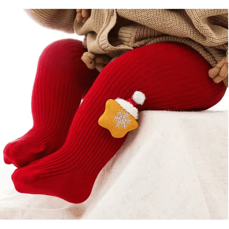 CozyFest Baby Christmas Tights Soft Knitted Baby Christmas Tights For Warm Winter Comfort 4