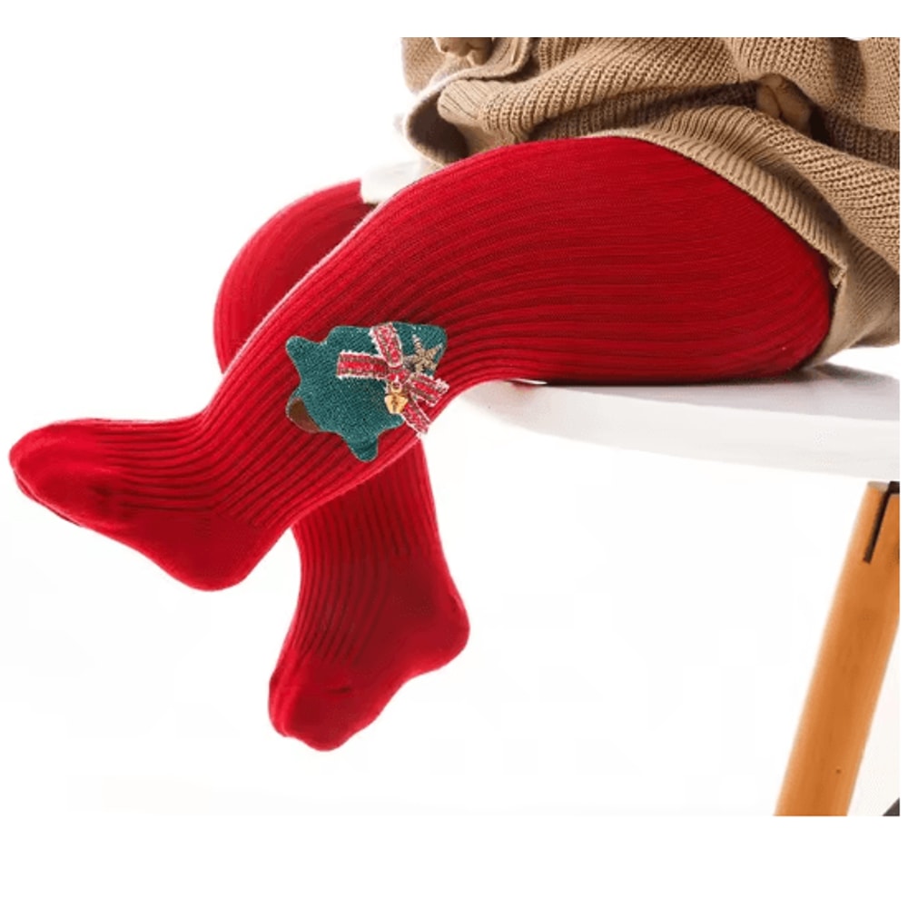 CozyFest Baby Christmas Tights Soft Knitted Baby Christmas Tights For Warm Winter Comfort 5