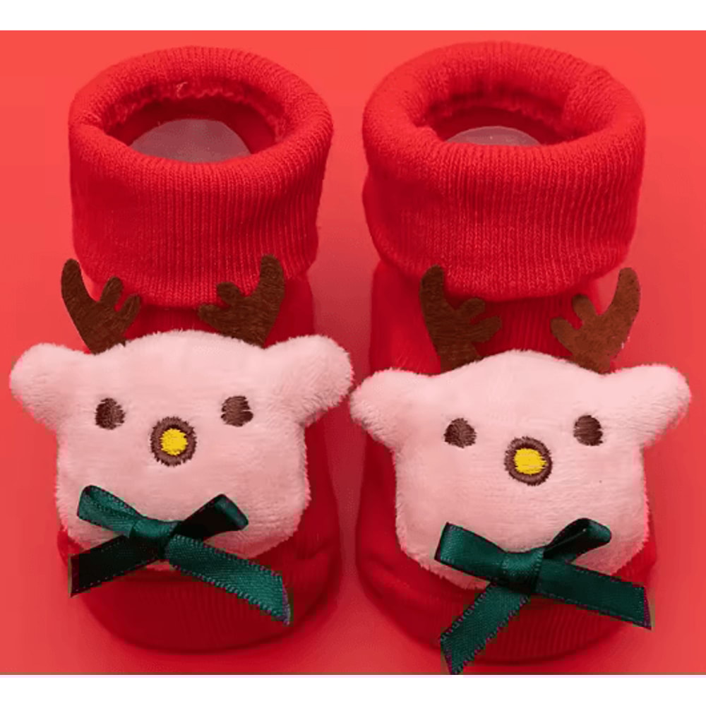 Cozy Christmas Baby Floor Socks With Santa And Snowman Knit Design 2