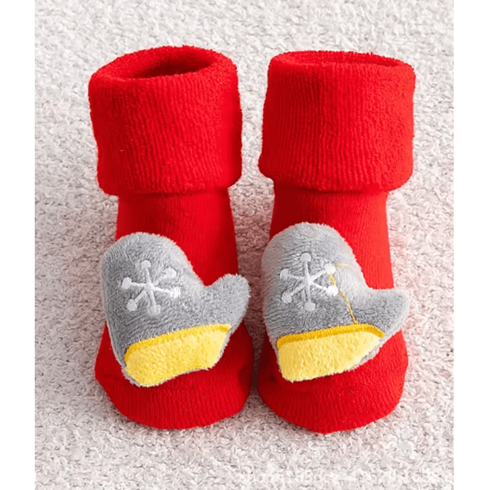 Cozy Christmas Baby Floor Socks With Santa And Snowman Knit Design 5