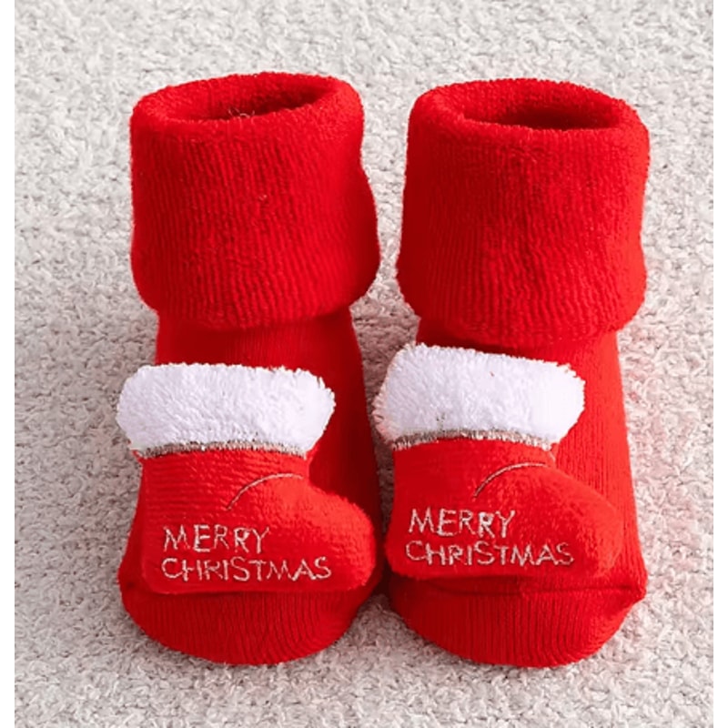 Cozy Christmas Baby Floor Socks With Santa And Snowman Knit Design 6