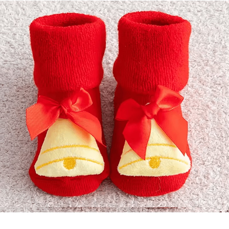 Cozy Christmas Baby Floor Socks With Santa And Snowman Knit Design 7