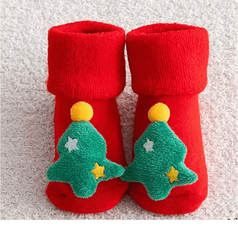 Cozy Christmas Baby Floor Socks With Santa And Snowman Knit Design 8
