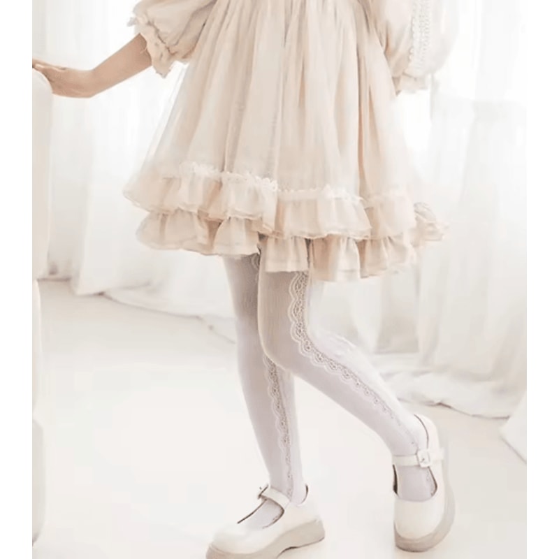 Princess Lace Mesh Pantyhose For Girls Soft Stretch Kids Fashion Tights 2