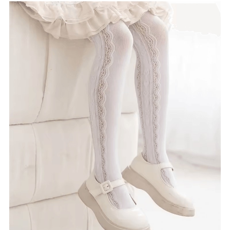 Princess Lace Mesh Pantyhose For Girls Soft Stretch Kids Fashion Tights 3