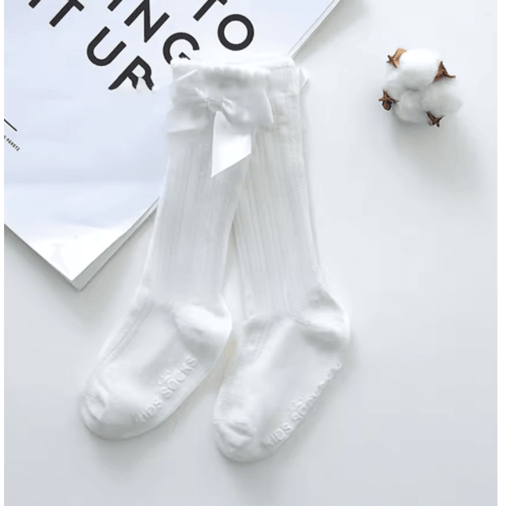 Royal Bow Knee High Fishnet Socks For Girls 2