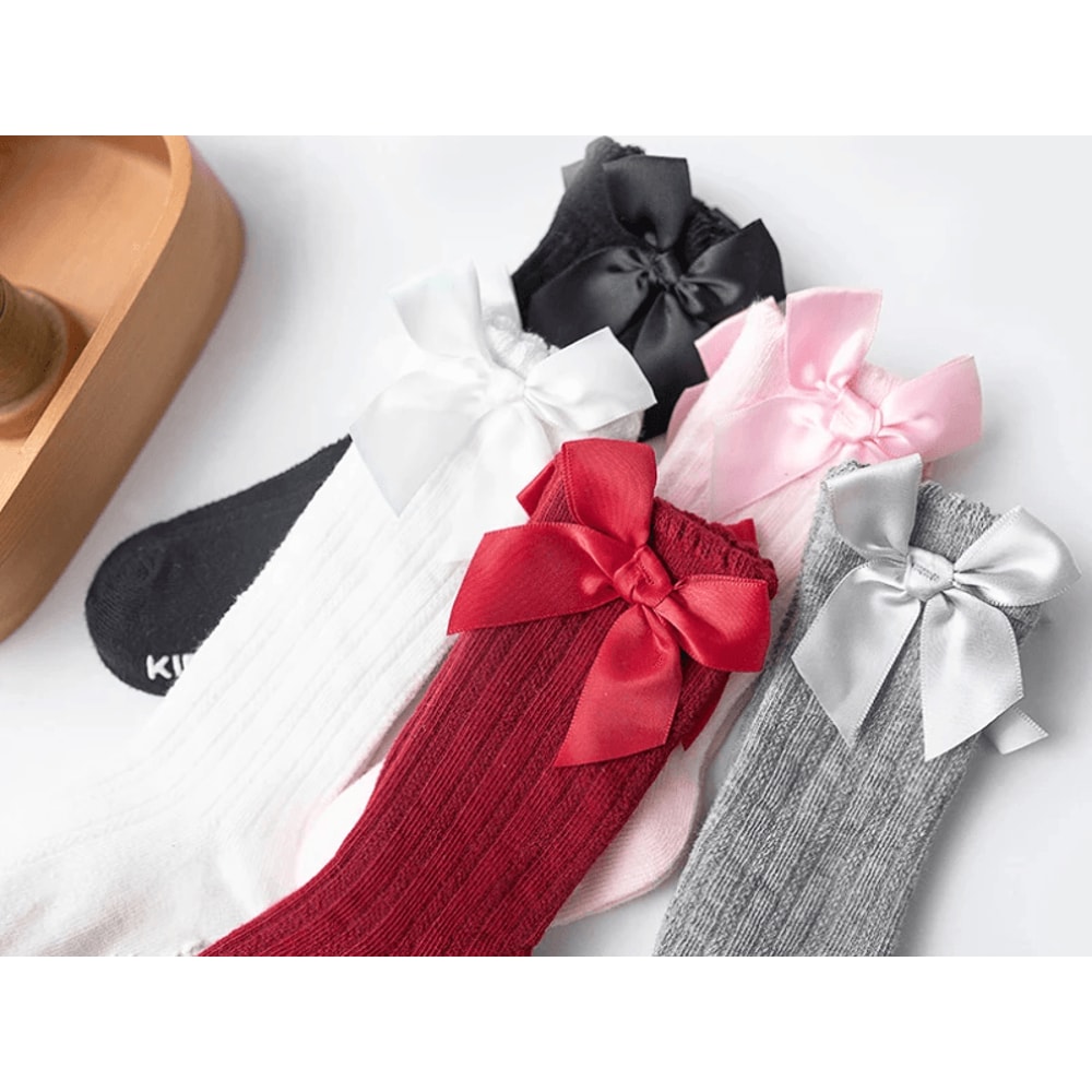 Royal Bow Knee High Fishnet Socks For Girls 0