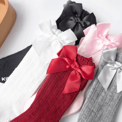 royal bow knee high fishnet socks for girls