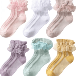 sweet lace ruffle baby girls socks cotton crew dress style