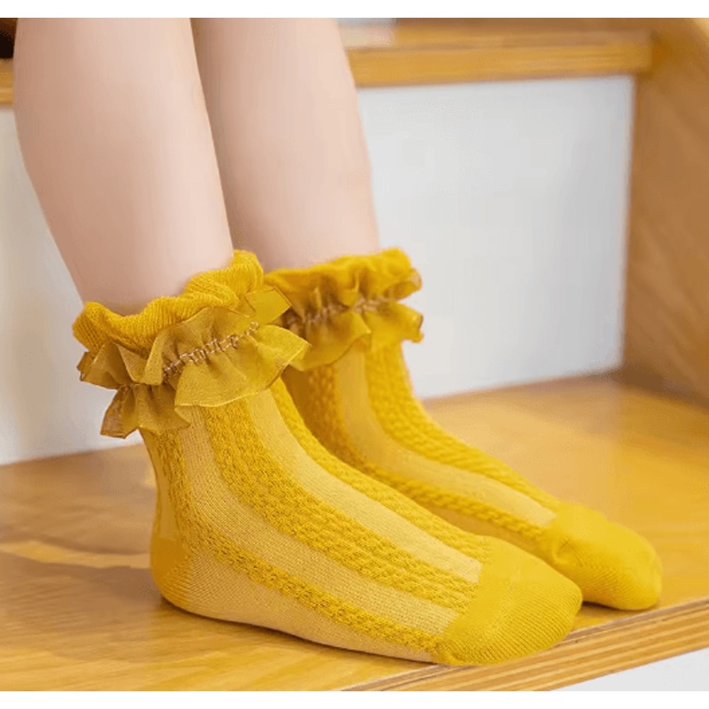 Sweet Lace Ruffle Baby Girls Socks Cotton Crew Dress Style 3