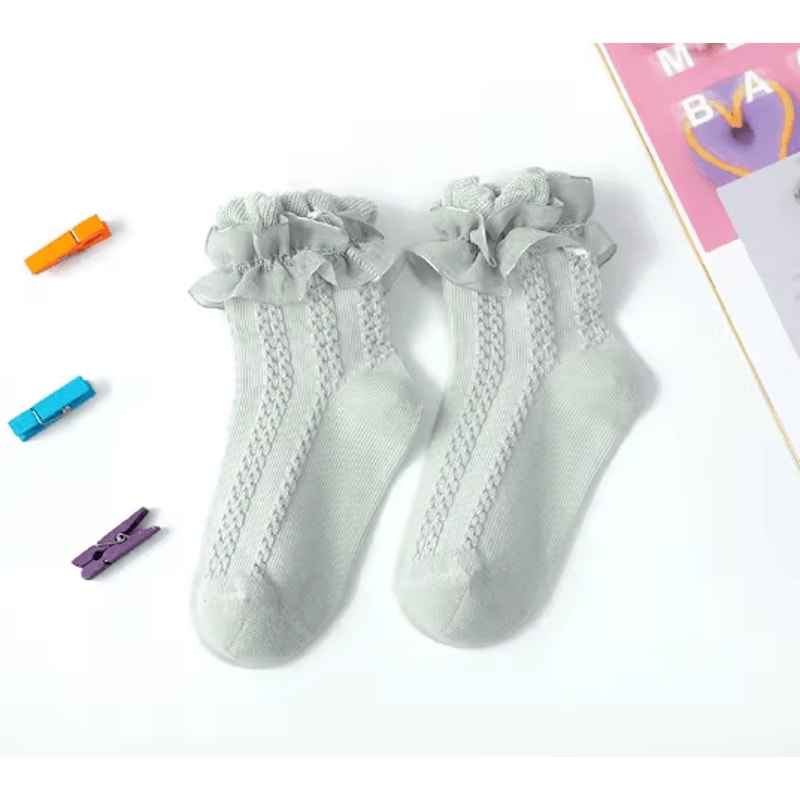 Sweet Lace Ruffle Baby Girls Socks Cotton Crew Dress Style 4