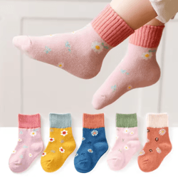 kids cotton cartoon socks 5 pair warm winter socks set for boys and girls