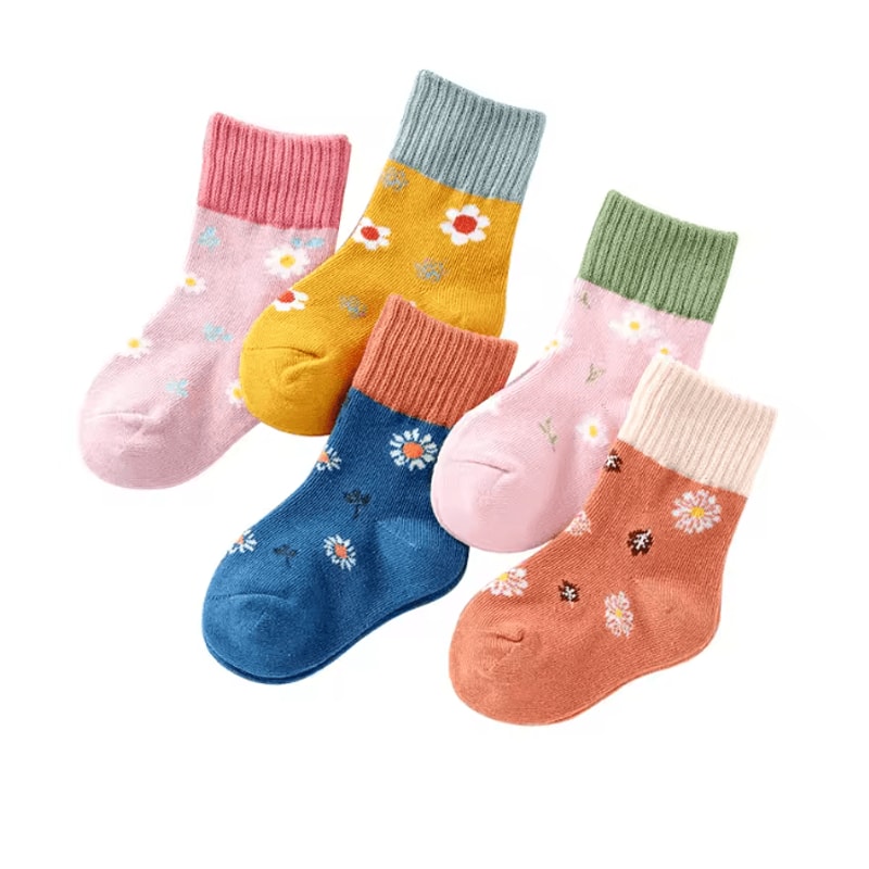 Kids Cotton Cartoon Socks 5 Pair Warm Winter Socks Set For Boys And Girls 3