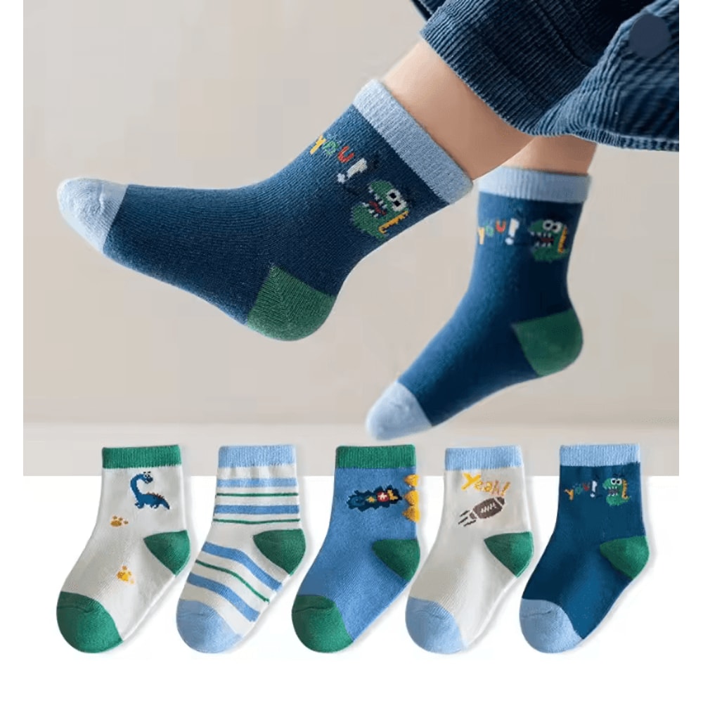 Kids Cotton Cartoon Socks 5 Pair Warm Winter Socks Set For Boys And Girls 6