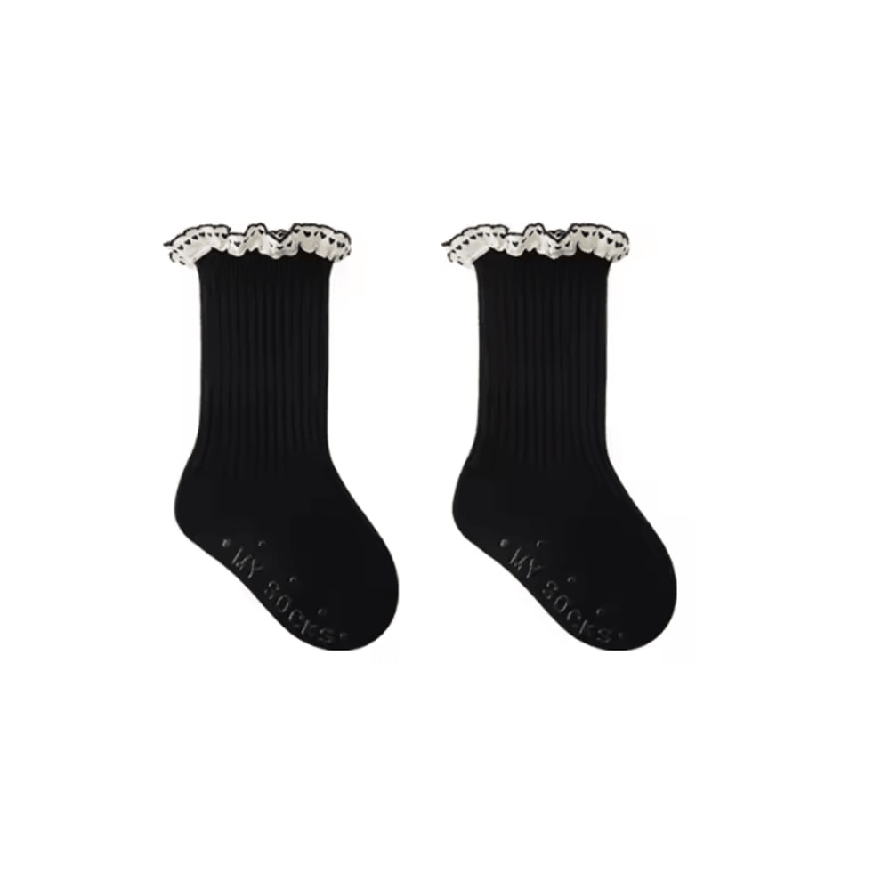 Girls Ruffle Calf Socks Non Slip Princess Heart Floor Socks 5