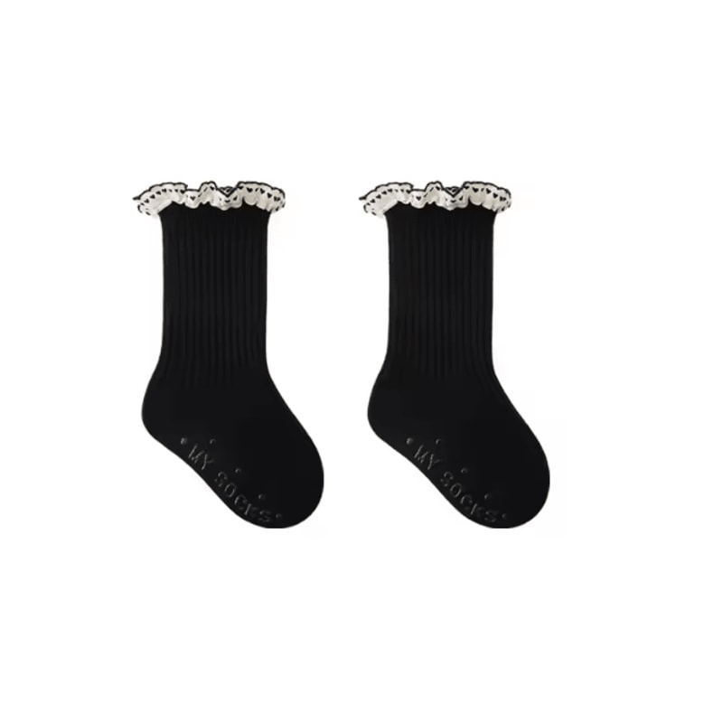Girls Ruffle Calf Socks Non Slip Princess Heart Floor Socks 5