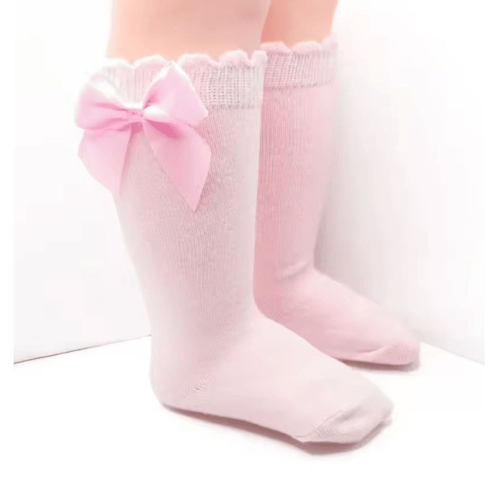 Baby Girls Knee High Bow Socks Sweet Long Tube Leg Warmer Socks 0 To 6T 4