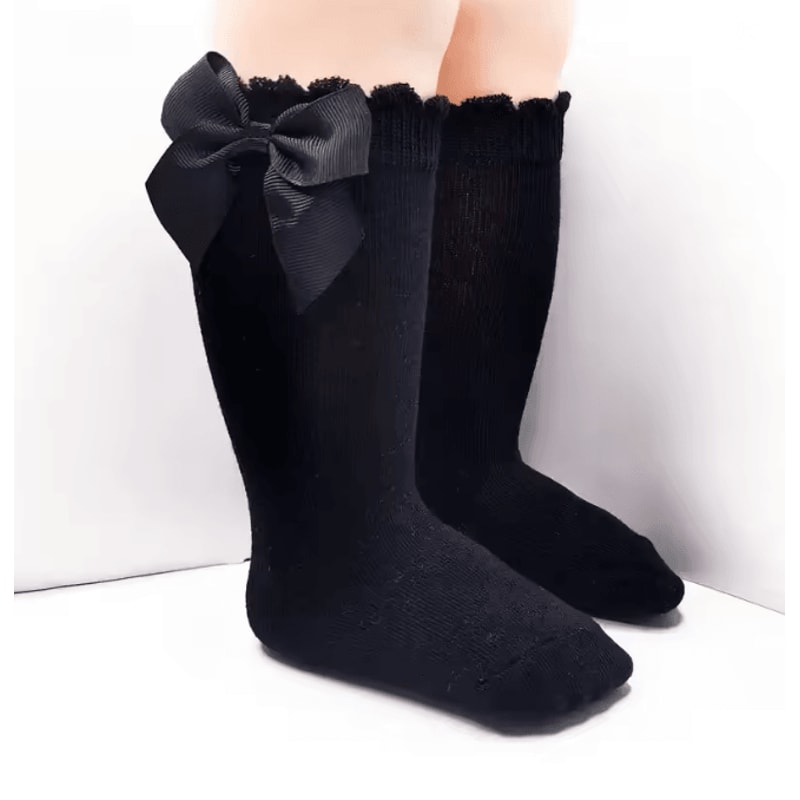 Baby Girls Knee High Bow Socks Sweet Long Tube Leg Warmer Socks 0 To 6T 7