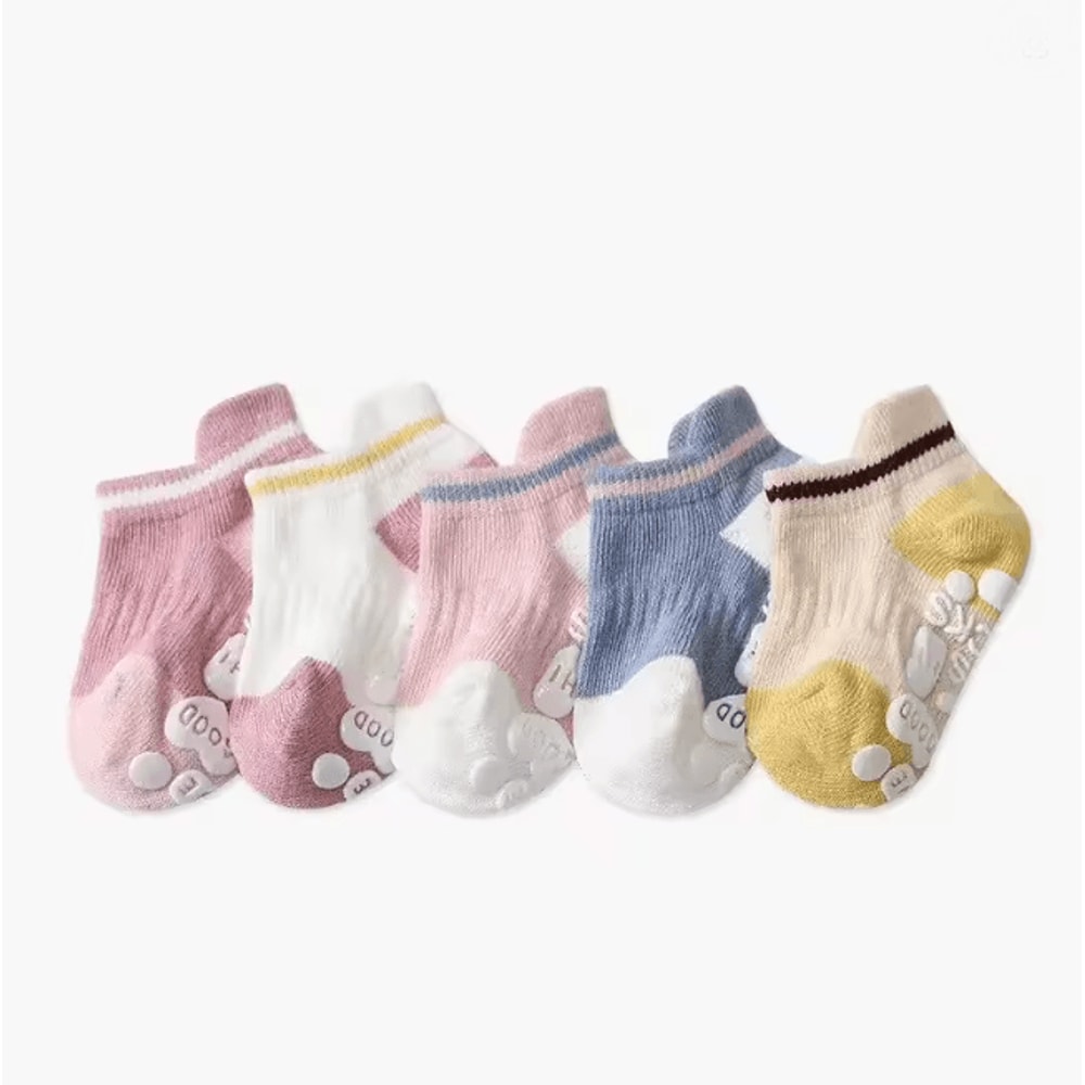 Baby Anti Slip Cotton Socks 5 Pair Non Slip Floor Socks For Newborn To 5 Years 5