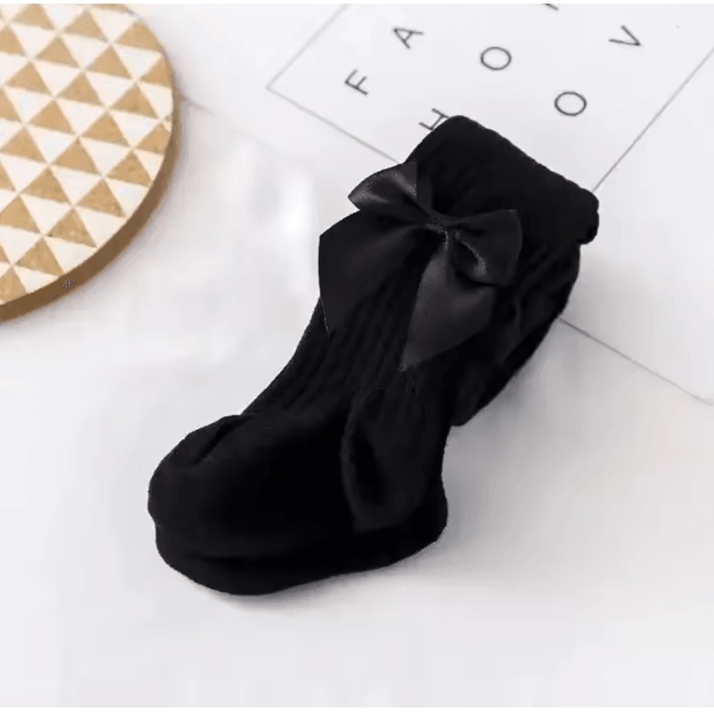 Girls Cotton Bow Tights High Waist Winter Pantyhose For Toddlers And Kids 3