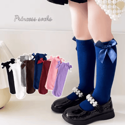 girls long tube dance socks solid color princess student mid calf socks