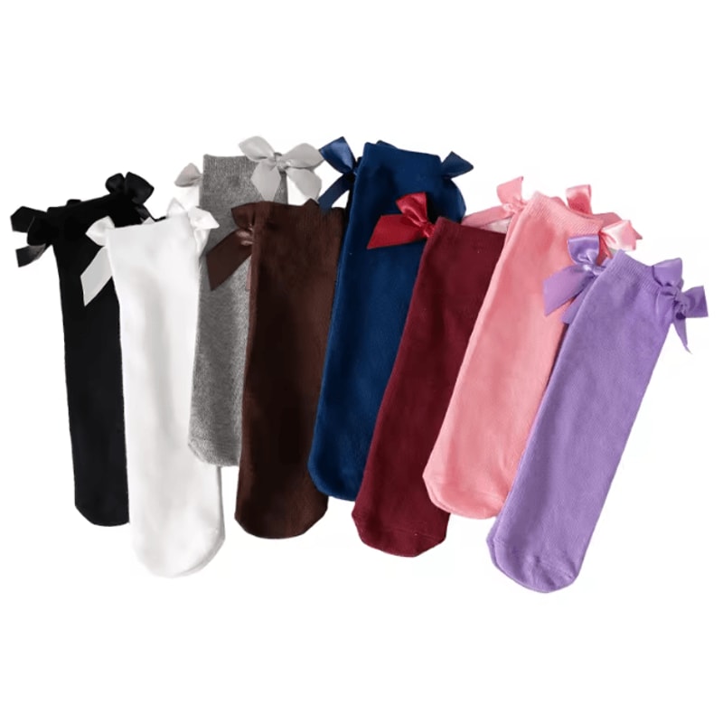 Girls Long Tube Dance Socks Solid Color Princess Student Mid Calf Socks 2