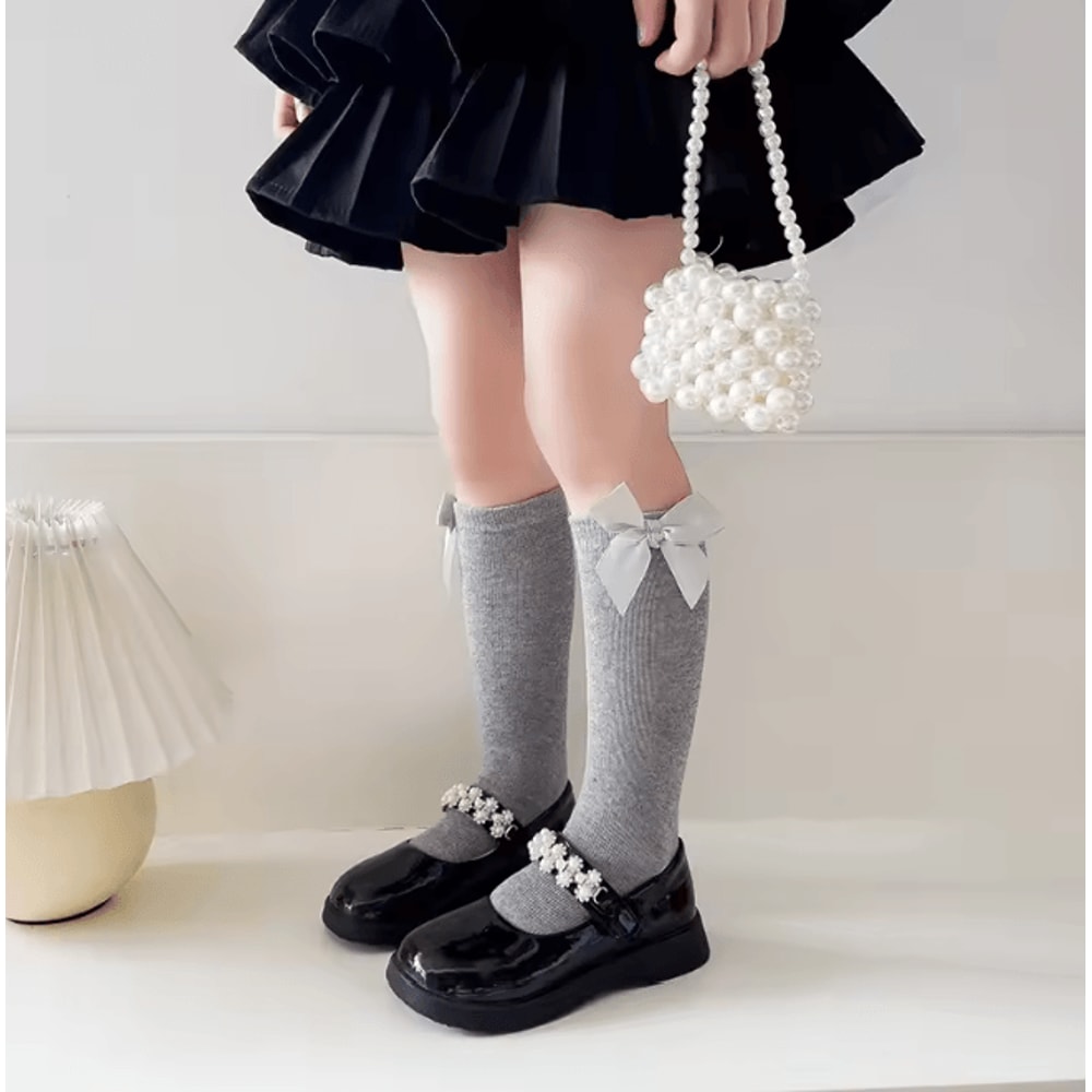 Girls Long Tube Dance Socks Solid Color Princess Student Mid Calf Socks 5