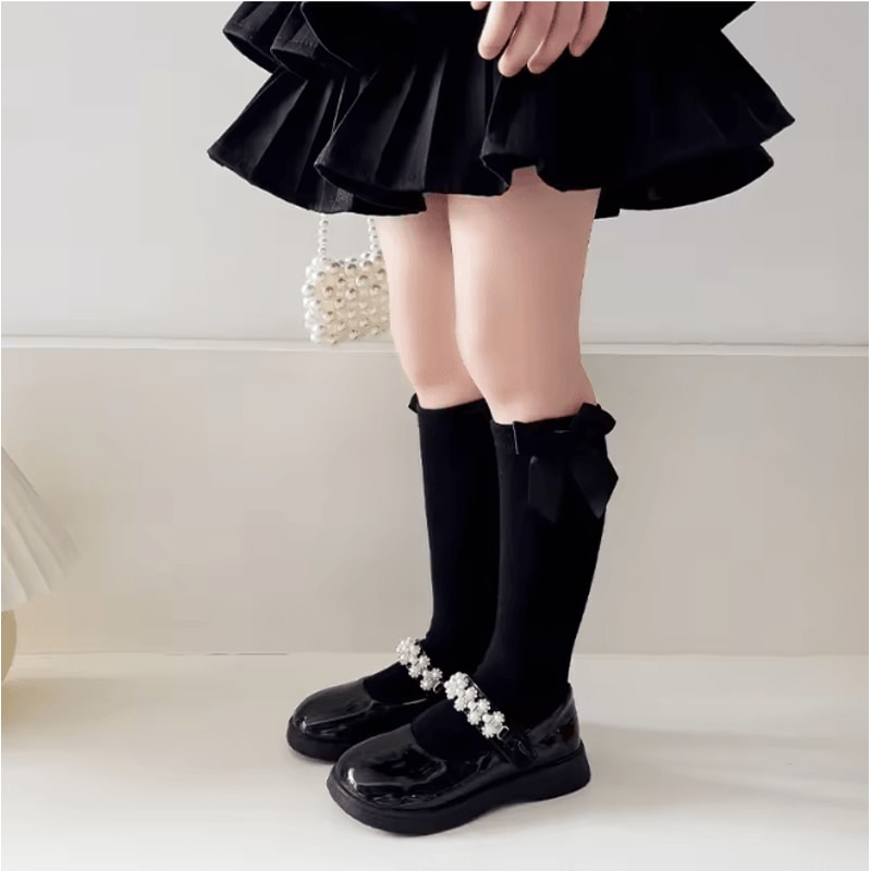 Girls Long Tube Dance Socks Solid Color Princess Student Mid Calf Socks 6