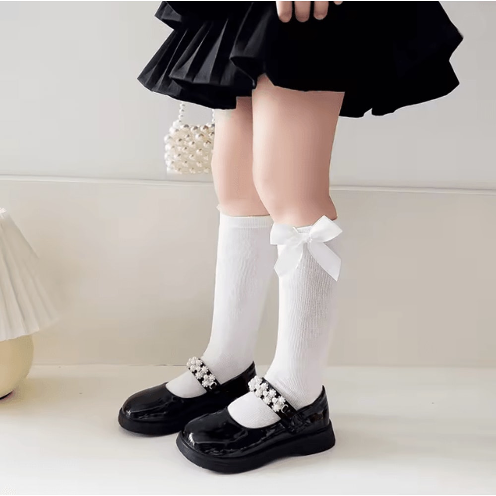 Girls Long Tube Dance Socks Solid Color Princess Student Mid Calf Socks 8