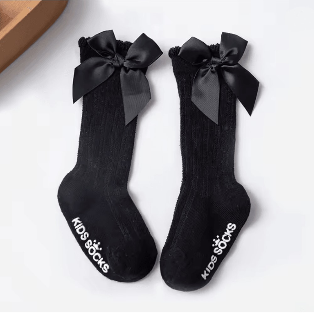 Baby Girls Christmas Knee High Bow Socks Cute Cotton Princess Long Tube Socks 5