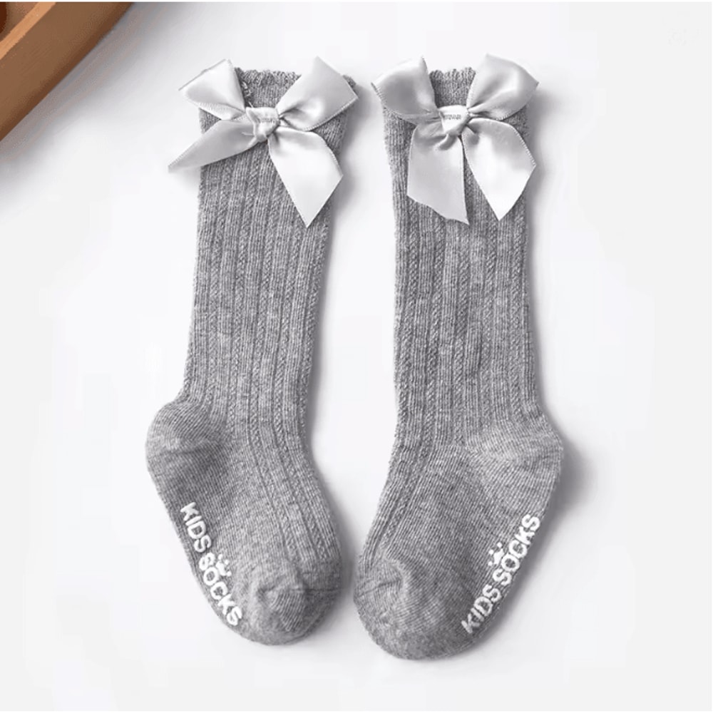Baby Girls Christmas Knee High Bow Socks Cute Cotton Princess Long Tube Socks 6
